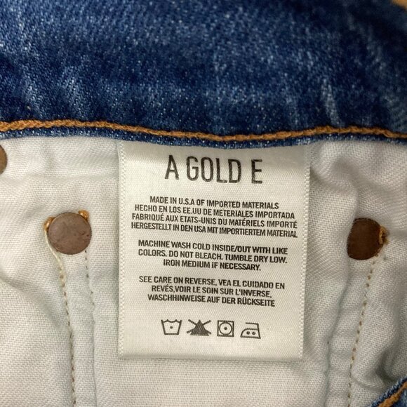 Agolde Nico High Rise Slim Fit Jeans Size 28 Button Fly Blue Cotton Stretch - Picture 10 of 11